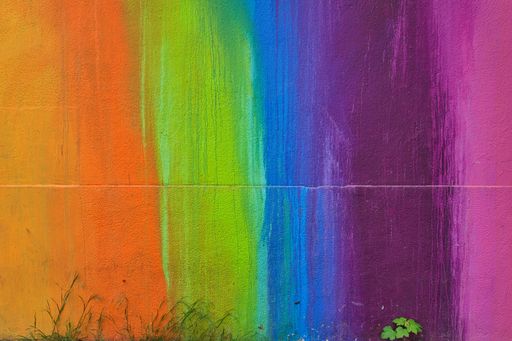 colorful rainbow street art painting abstract background in Dusseldorf, Kiefernstrasse