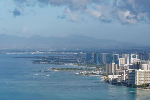 The view of Honolulu from Diamond Head Crater, Oahu, Hawaii, USA