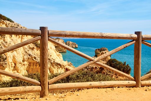 A high angle shot of Cordoama beach in Costa Vicentina in Algarve Portugal