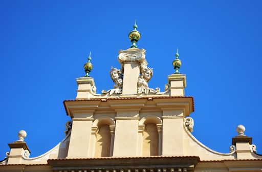 A decorative building in the Central Square of Krakow, Poland