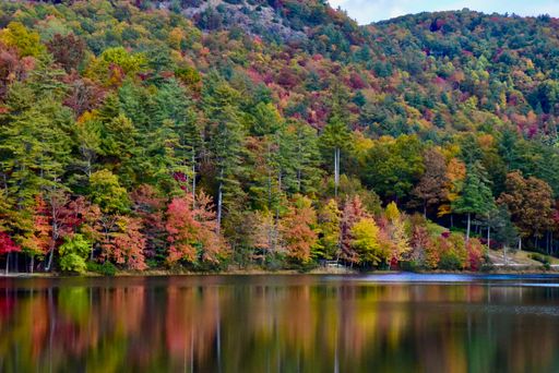 A stunning view of Lake Fairfield in the fall, near Cashiers, North Carolina