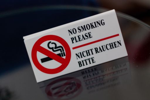 A closeup shot of the No smoking sign