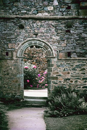 A vertical shot of The Abbey of Beauport, Cotes-d'Armor, Brittany, France.