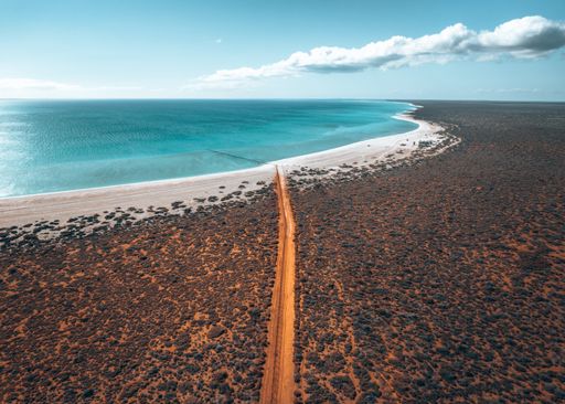 An aerial view of Shark Bay, Western Australia.