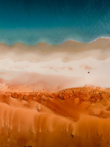 A stunning aerial view of Shark Bay, Western Australia.