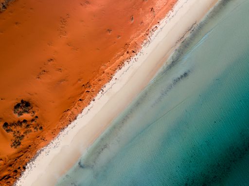 A stunning aerial view of Shark Bay, Western Australia.