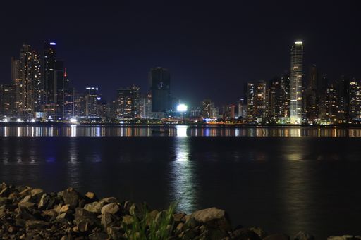 The bustling skyline of Panama City at night