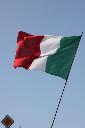 A closeup shot of an Italian flag waving