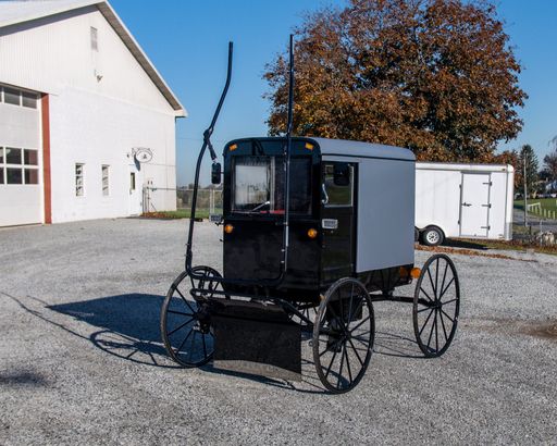 A View of a New Amish Buggy, Parked With Out a Horse, Waiting to be Sold on a Sunny Day