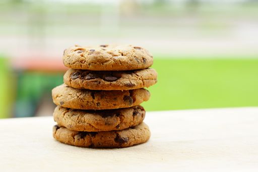 A selective focus shot of fresh home-made chocolate cookies