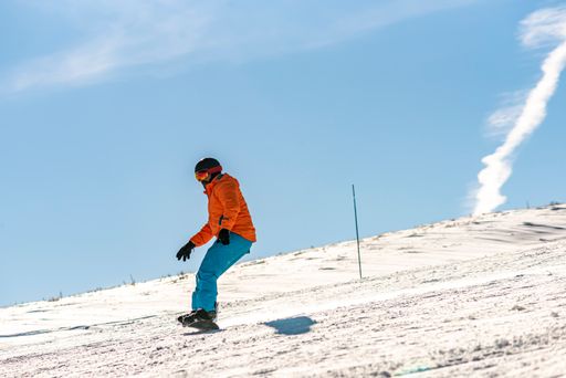 A person skiing on the ski slope of Kayseri mount, Erciyes,Turkey