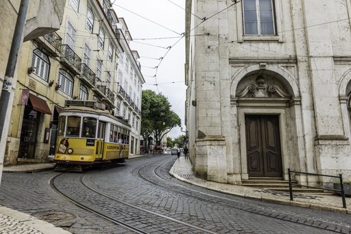 historic tram for public transport in Lisbon