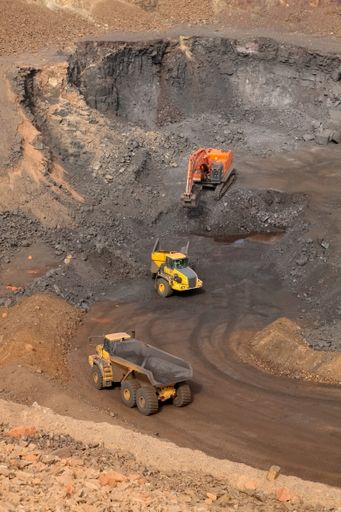 A vertical shot of manganese mining and processing site