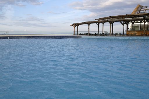 A clear water swimming pool near the seashore in Cyprus