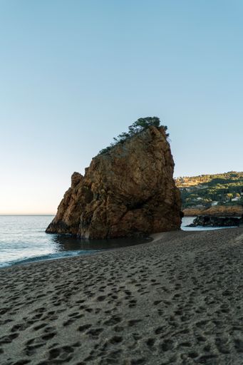 A scenic view of the empty Costa Brava beach in Catalonia, Spain