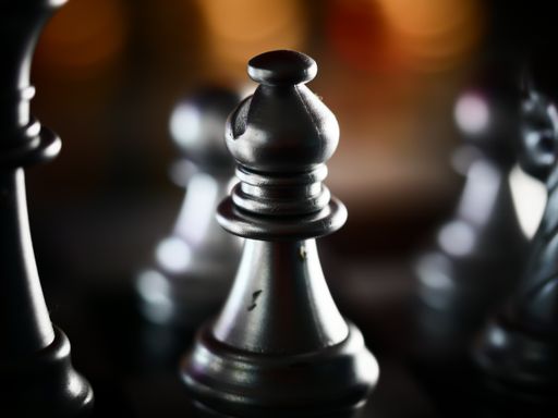 A closeup shot of metallic silver chess pieces