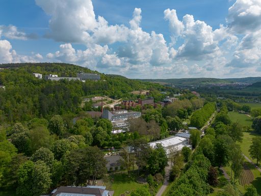 Bad Mergentheim and the surrounding area taken from above by drone in summer