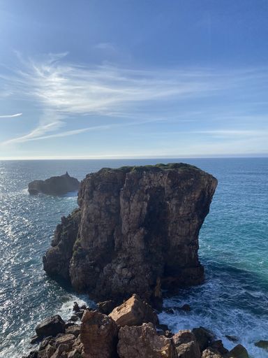 A vertical shot of nature on the coast of Lagos, Algarve, Portugal