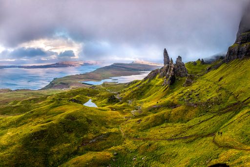 The Storr rocky hill on the Trotternish peninsula of the Isle of Skye in Scotland, UK