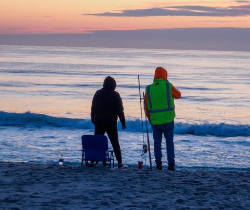 Two individuals stand at the edge of a sandy beach, their gazes fixated on the vast expanse of glistening blue ocean before them
