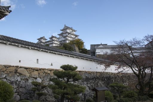 Himeji, Japan- 30 Nov, 2019: Beautiful white Himeji Castle in autumn season in Hyogo Prefecture, Japan.