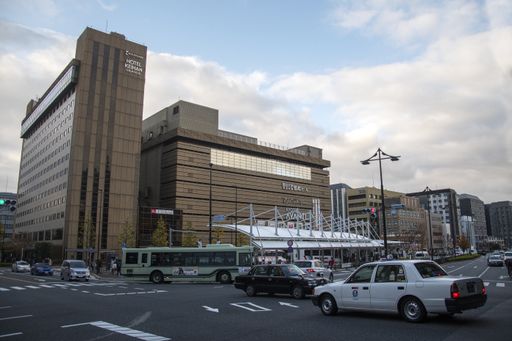 Kyoto, Japan- 27 Nov, 2019: Traffic condition of Kyoto near the Kyoto train station, Japan. K