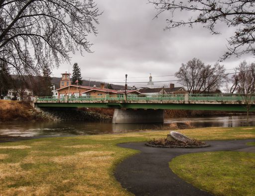 View of the Chenango River and the small rural town of Oxford, New York
