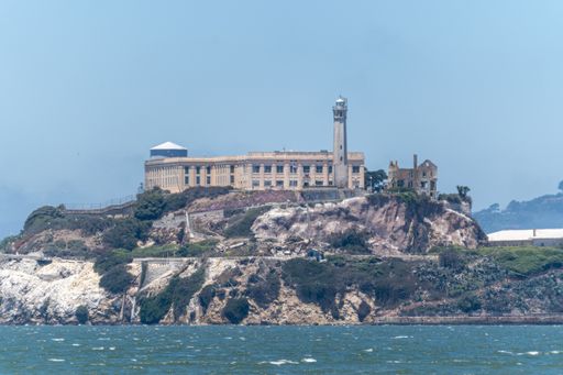 A scenic view of Alcatraz Prison in San Francisco, California, USA