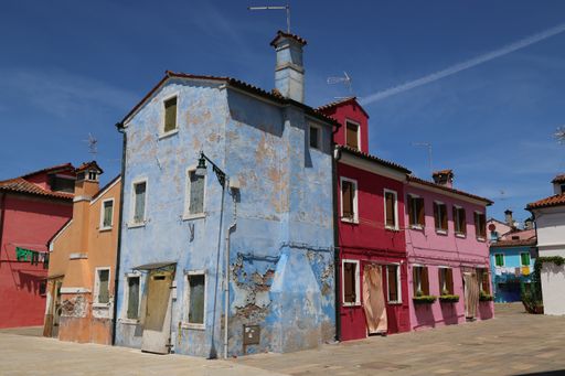 A beautiful shot of bright colorful buildings in Burano, Venice