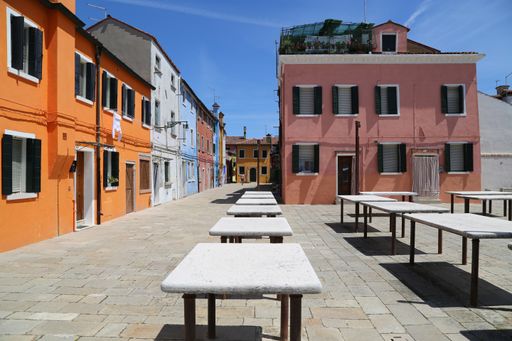A beautiful shot of bright colorful buildings in Burano, Venice