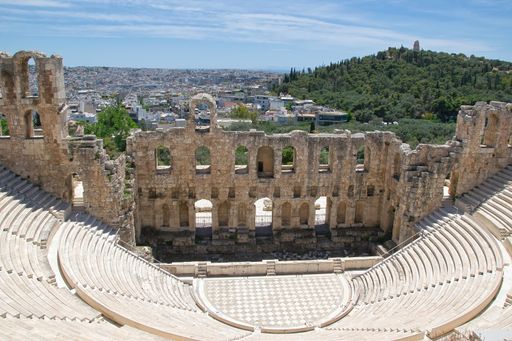 Acropolis, Athens, The famous Conservatory of Herodes Atticus was the last monumental building built in antiquity in the area of the Acropolis. Greece