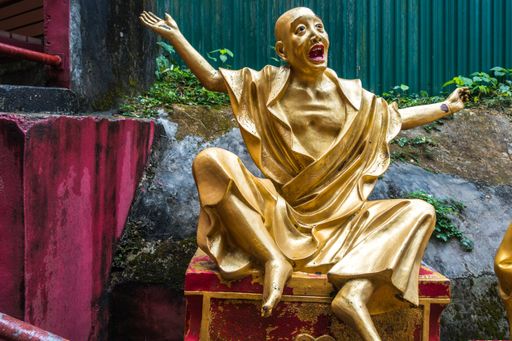 A golden Buddha statue of Ten Thousand Buddhas Monastery, Sha Tin, Hong Kong