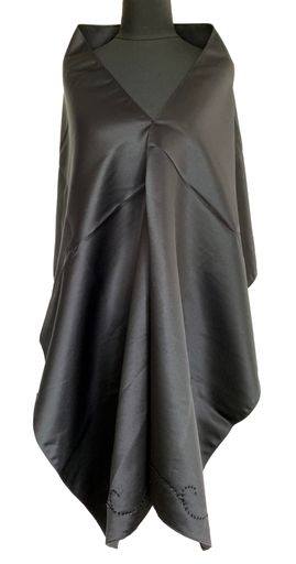 A vertical shot of a black shawl for women isolated on a white background