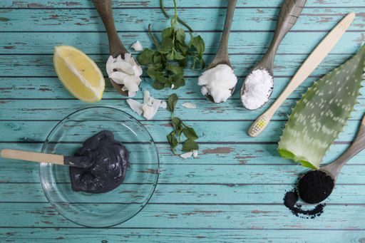 group of natural ingredients to prepare toothpaste with activated carbon.