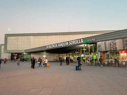 VALENCIA, SPAIN - 24 JANUARY, 2024: facade of the Renfe AVE train station.