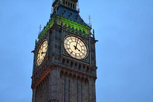 A low angle shot of Big Ben on an evening in the UK