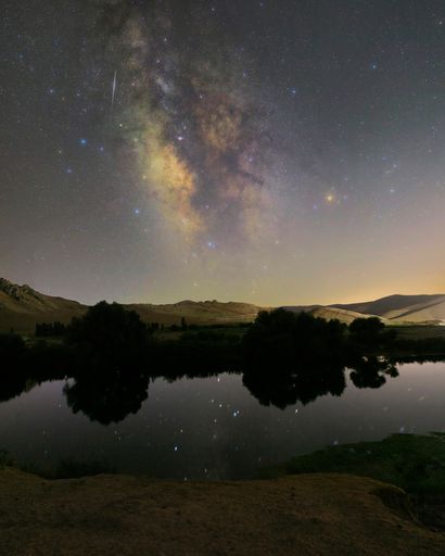 The milky way and its reflection in the river
