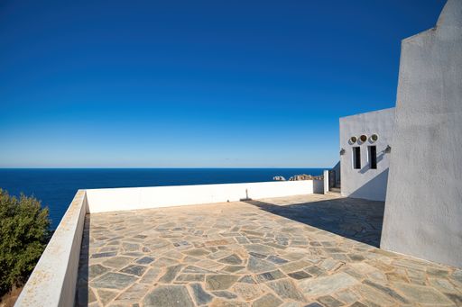 White traditional church, with modern architecture, on the island of Skiathos, Greece. Saint Alexander