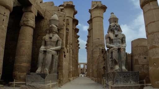 Some giant statues at Karnak in Luxor, Egypt