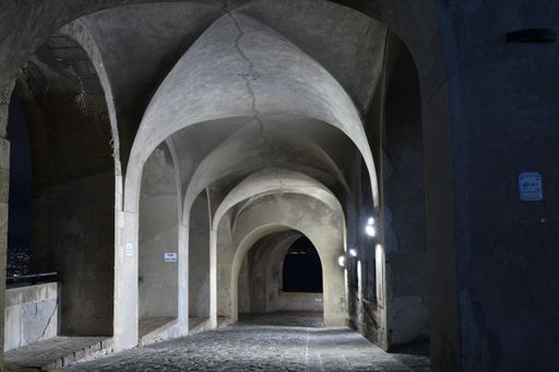 The passage on the walls of Saint'Elmo, an ancient castle in Naples, Italy.