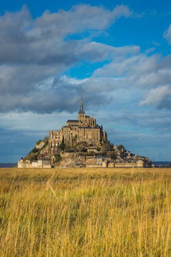 The beautiful Mont Saint Michel cathedral on the island, Normandy, Northern France