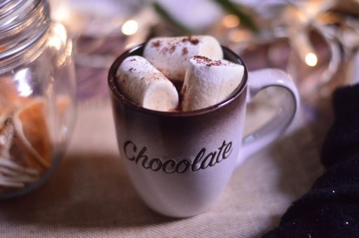 A mug of hot chocolate and marshmallows