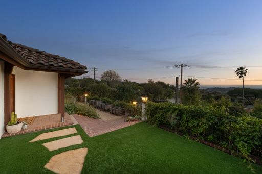 A spacious backyard with lush greenery