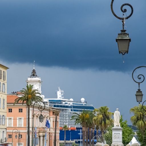 Corse, ancient colorful houses in Ajaccio, in the historic center