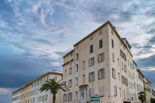 Corse, ancient colorful houses in Ajaccio, in the historic center