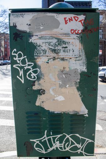 A close-up of vibrant graffiti on a New York street