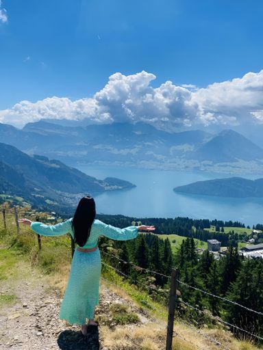 The Mountain Rigi, Switzerland, enjoying spring vacantion, hiking in fresh air