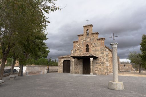Hermitage of Nuestra Lady of the nativity in Mudejar style in Guadamur on a cloudy day. Castilla la Mancha. Spain.
