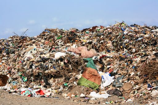 The dump garbage in the field, environmental pollution