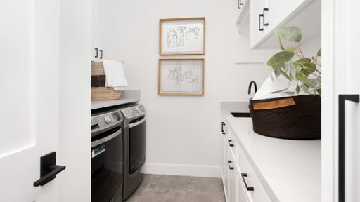 A modern laundry room interior design
